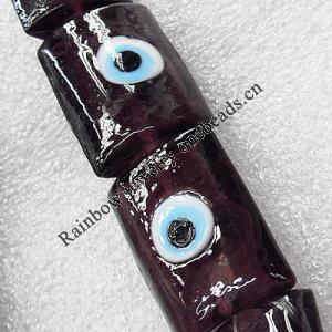 Turkish Handmade Lampwork Glass Evil Eye Beads, Rectangle 20x23mm Hole: About 1.5mm, Sold by PC