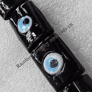 Turkish Handmade Lampwork Glass Evil Eye Beads, Rectangle 20x23mm Hole: About 1.5mm, Sold by PC