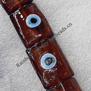 Turkish Handmade Lampwork Glass Evil Eye Beads, Rectangle 20x23mm Hole: About 1.5mm, Sold by PC