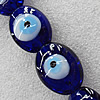 Turkish Handmade Lampwork Glass Evil Eye Beads, Flat Oval 33x24mm Hole: About 1.5mm, Sold by PC