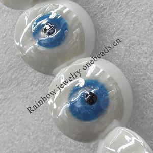 Turkish Handmade Lampwork Glass Evil Eye Beads, Flat Round 20mm Hole: About 1.5mm, Sold by PC