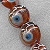 Turkish Handmade Lampwork Glass Evil Eye Beads, Flat Round 15mm Hole: About 1.5mm, Sold by PC