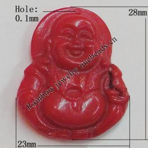 Coral Pendants, Buddha 28x23mm Hole:0.1mm, Sold by PC