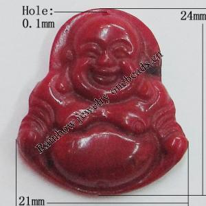 Coral Pendants, Buddha 24x21mm Hole:0.1mm, Sold by PC