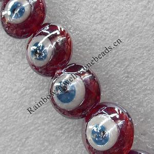 Turkish Handmade Lampwork Glass Evil Eye Beads, Flat Round 15mm Hole: About 1.5mm, Sold by PC