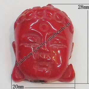 Coral Beads, Buddha 28x20mm Hole:2mm, Sold by PC