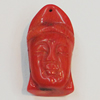 Coral Pendants, Buddha Head 36x18mm Hole:1mm, Sold by PC