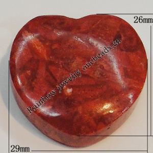 Coral Beads, Heart 26x29mm Hole:5mm, Sold by KG