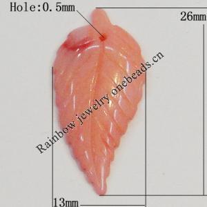 Coral Pendants, Leaf 36x13mm Hole:0.5mm, Sold by PC