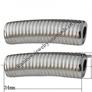 Jewelry findings, CCB plastic European style Beads platina plated, 34x10mm Hole:4.5mm, Sold by Bag