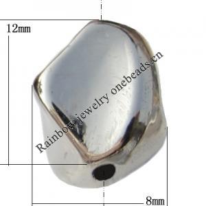 Jewelry findings, CCB plastic Beads platina plated, 12x8mm Hole:2mm, Sold by Bag