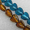 Silver Foil Lampwork Beads, Heart 20mm Hole: About 1.5mm, Sold by PC