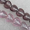 Silver Foil Lampwork Beads, Heart 15mm Hole: About 1.5mm, Sold by PC