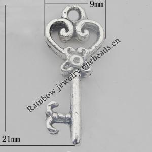 Pendant Zinc Alloy Jewelry Findings Lead-free, 21x9mm Hole:2mm, Sold by Bag