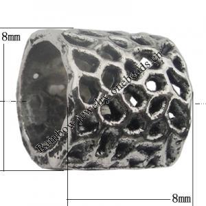 European style Beads Zinc Alloy Jewelry Findings Lead-free, Tube 18x4mm, Hole:2mm, Sold by Bag