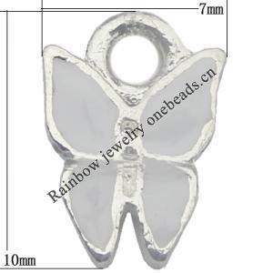Pendant Zinc Alloy Enamel Jewelry Findings Lead-free, Butterfly 10x7mm Hole:2mm Sold by Bag