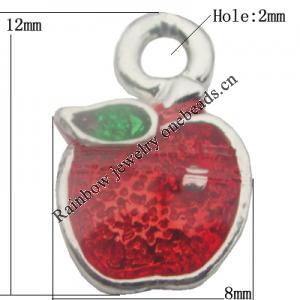 Pendant Zinc Alloy Enamel Jewelry Findings Lead-free, Apple 12x8mm Hole:2mm Sold by Bag