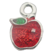 Pendant Zinc Alloy Enamel Jewelry Findings Lead-free, Apple 12x8mm Hole:2mm Sold by Bag