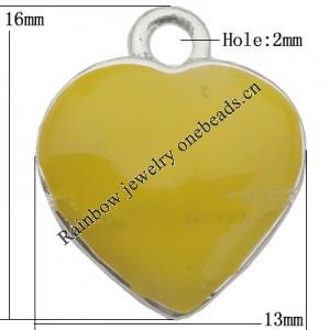 Pendant Zinc Alloy Enamel Jewelry Findings Lead-free, 16x13mm Hole:2mm Sold by Bag