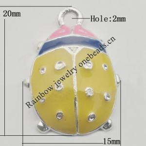 Pendant Zinc Alloy Enamel Jewelry Findings Lead-free, 20x15mm Hole:2mm Sold by Bag