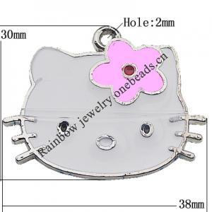 Pendant Zinc Alloy Enamel Jewelry Findings Lead-free, 30x38mm Hole:2mm Sold by Bag