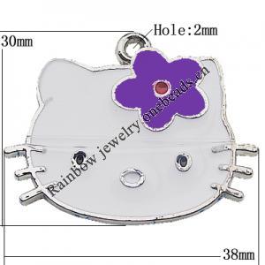 Pendant Zinc Alloy Enamel Jewelry Findings Lead-free, 30x38mm Hole:2mm Sold by Bag