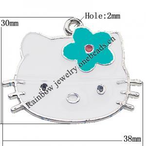 Pendant Zinc Alloy Enamel Jewelry Findings Lead-free, 30x38mm Hole:2mm Sold by Bag