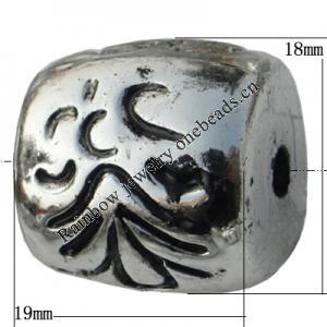 Jewelry findings, CCB plastic European style Beads platina plated, Drum 18x19mm Hole:4mm, Sold by Bag