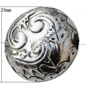 Jewelry findings, CCB plastic Beads Antique silver, Flat Round 24x14mm Hole:2mm, Sold by Bag