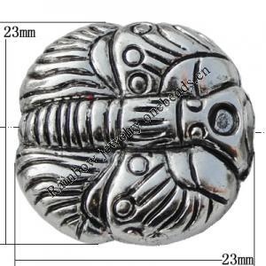 Jewelry findings, CCB plastic Beads Antique silver, 23x23mm Hole:2mm, Sold by Bag
