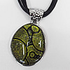 Lampwork Necklaces, terylene loop with dichroic glass drop, 43x35mm Length:17 Inch, Sold by Strand