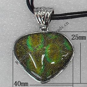 Lampwork Necklaces, terylene loop with dichroic glass drop, 33x40mm Length:17 Inch, Sold by Strand