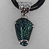 Lampwork Necklaces, terylene loop with dichroic glass drop, 23x30mm Length:17 Inch, Sold by Strand