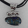 Lampwork Necklaces, terylene loop with dichroic glass drop, 23x30mm Length:17 Inch, Sold by Strand