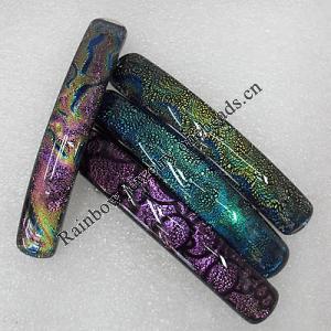 Dichroic Glass With Copper Barrette, Mix Color, 15x90mm, Sold by PC