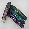 Dichroic Glass With Copper Barrette, Mix Color, 15x90mm, Sold by PC
