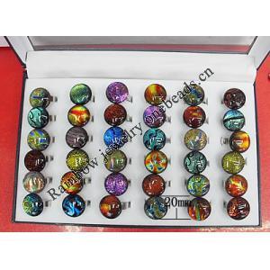 Lampwork Glass Rings, Dichroic Glass, 20mm, Hole:About 20mm, Sold by Box