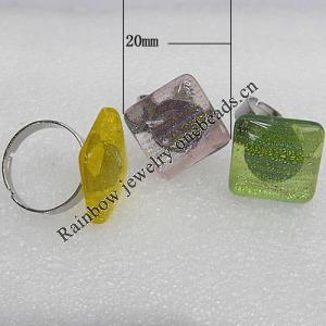 Lampwork Glass Rings, Dichroic Glass Mix Color, 20mm, Hole:About 20mm, Sold by PC