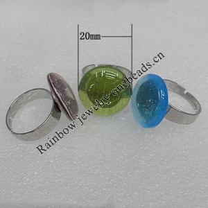 Lampwork Glass Rings, Dichroic Glass Mix Color, 20mm, Hole:About 20mm, Sold by PC