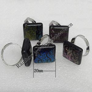 Lampwork Glass Rings, Dichroic Glass Mix Color, 20mm, Hole:About 20mm, Sold by PC