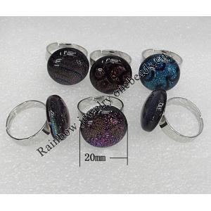 Lampwork Glass Rings, Dichroic Glass Mix Color, 20mm, Hole:About 20mm, Sold by PC