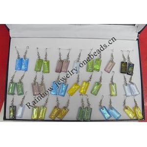 Dichroic Glass Earring, hook earwire, Mixed color, 20x10x5mm, Length:1.57 Inch, Sold by Box