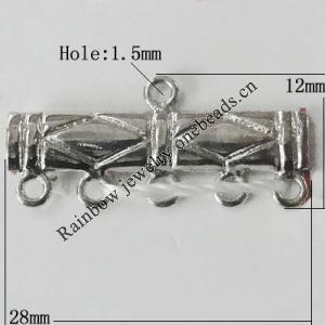Copper Connectors Jewelry Findings Lead-free Platina Plated, 28x12mm Hole:1.5mm, Sold by Bag