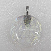 Dichroic Lampwork Glass Pendant with Metal Alloy Head, Flat Round 30mm Hole:7x4mm Sold by PC