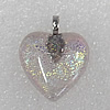 Dichroic Lampwork Glass Pendant with Metal Alloy Head, Heart 22mm Hole:7x4mm Sold by PC