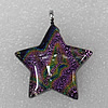 Dichroic Lampwork Glass Pendant with Metal Alloy Head, Star 30mm Hole:7x4mm Sold by PC