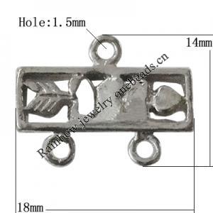 Copper Connectors Jewelry Findings Lead-free Platina Plated, 18x14mm Hole:1.5mm, Sold by Bag