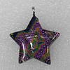 Dichroic Lampwork Glass Pendant with Metal Alloy Head, Star 33mm Hole:7x4mm Sold by PC