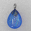 Dichroic Lampwork Glass Pendant with Metal Alloy Head, Teardrop 30x40mm Hole:7x4mm Sold by PC