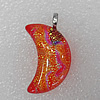 Dichroic Lampwork Glass Pendant with Metal Alloy Head, Moon 30x40mm Hole:7x4mm Sold by PC